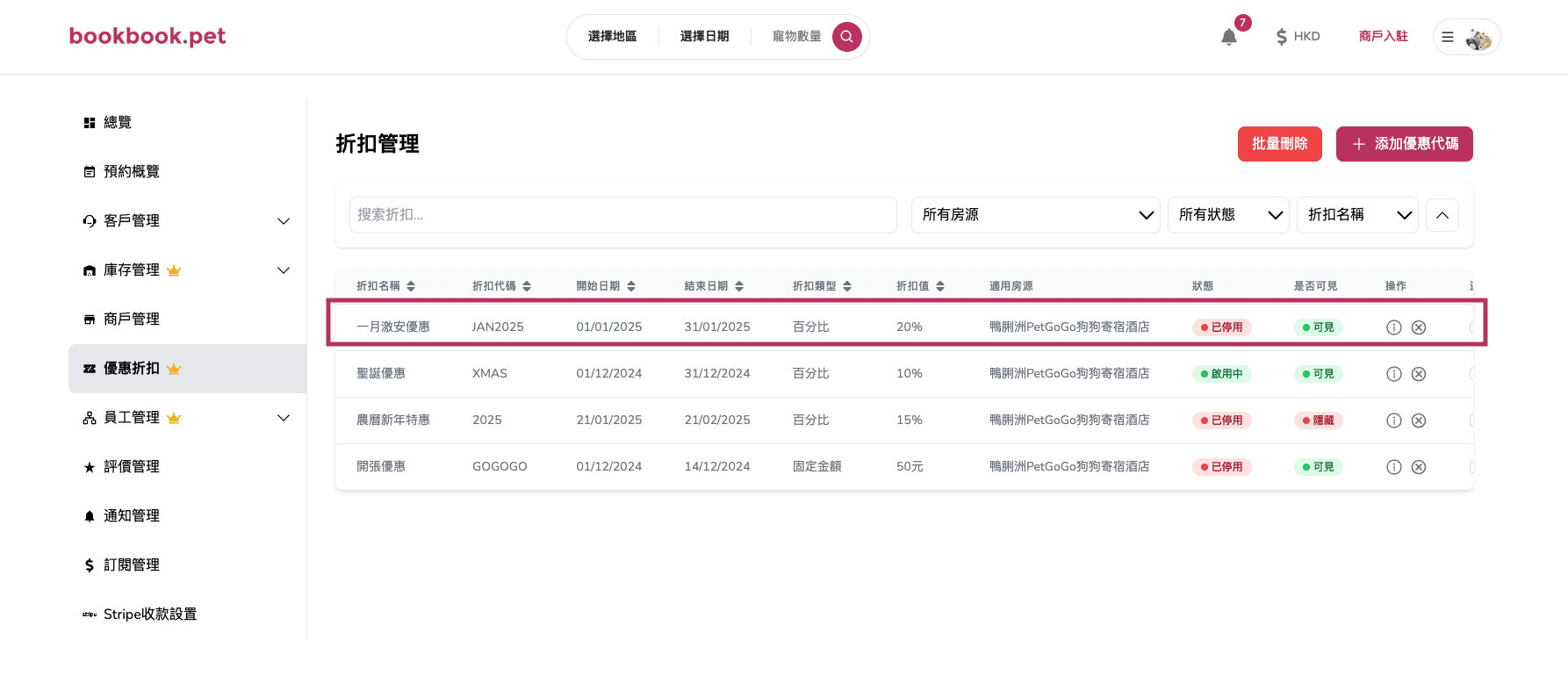 Bookbook.pet 優惠折扣管理 編輯優惠折扣狀態03